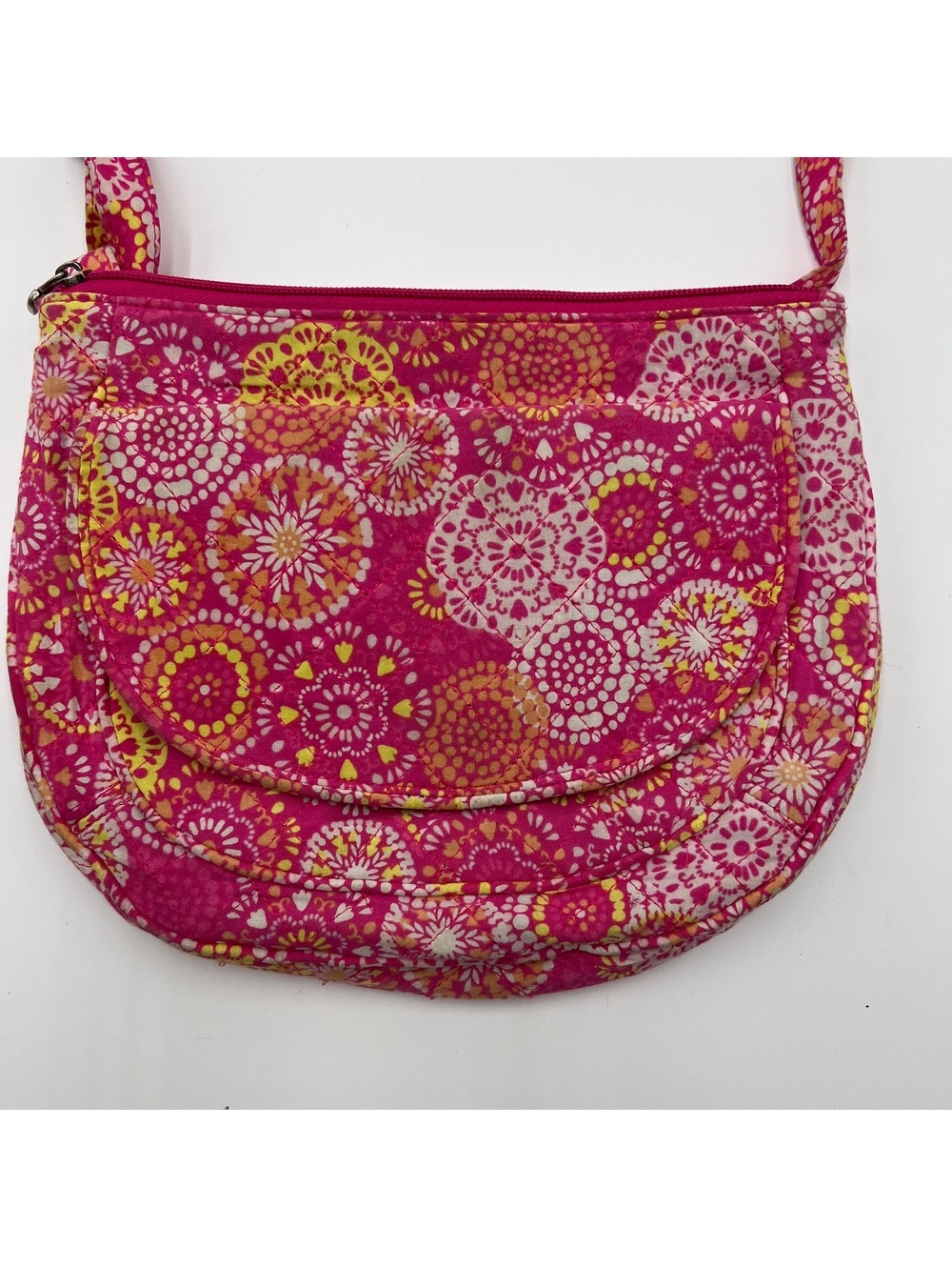 Pink quilted cotton floral Crossbody bag (SKU-0482)